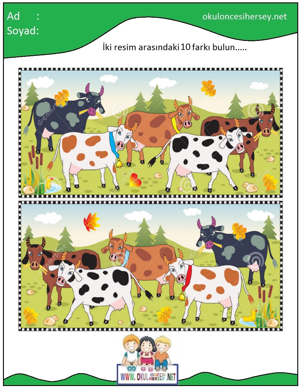 okul öncesi İki Resim Arasındaki Farkı Bul